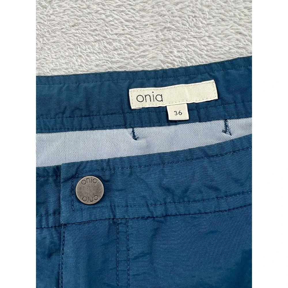 Onia Charles Swim Shorts Mens 36 Dark Teal Blue Mesh Lined Trunks 7 Inch Inseam
